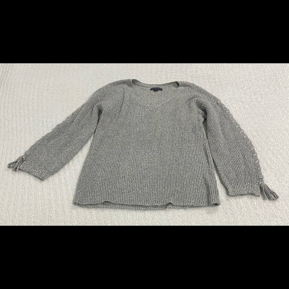 American Eagle Grey Sweater With Bow Detail on Sleeves